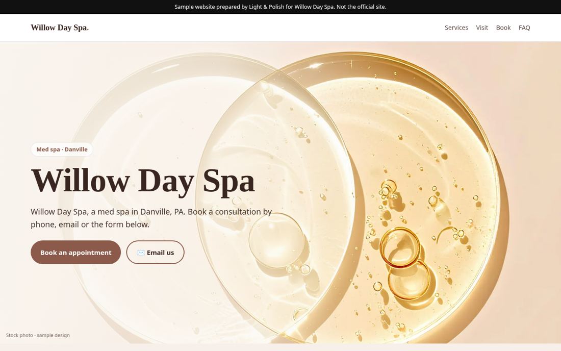 Demo homepage for a spa